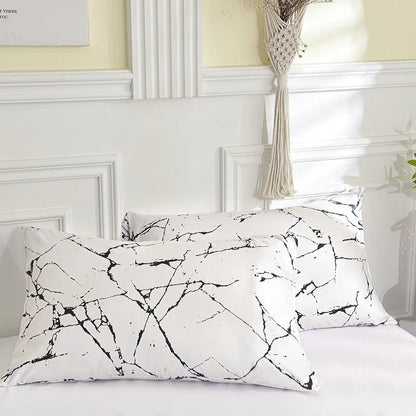 White Stone with Black Veins Bedding Set