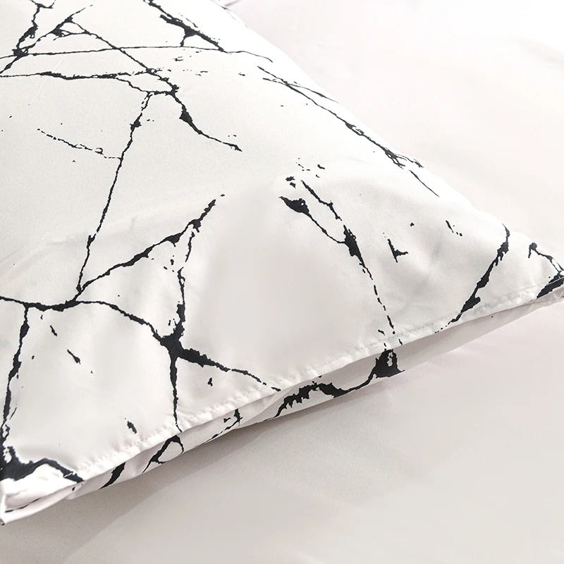 White Stone with Black Veins Bedding Set