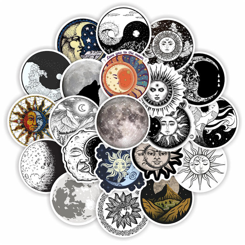 Monochrome Sun & Moon Sticker Pack