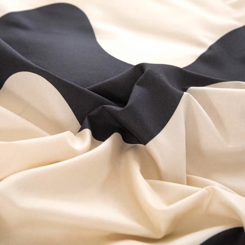 Black & Beige Wavy Bedding Set bed sheet bedsheets striped SUB CATEGORY_Bedding Sets wavy