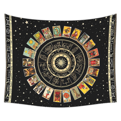 Black Tarot Cards Mandala Tapestry AESTHETIC_Witchcore SUB CATEGORY_Tapestries