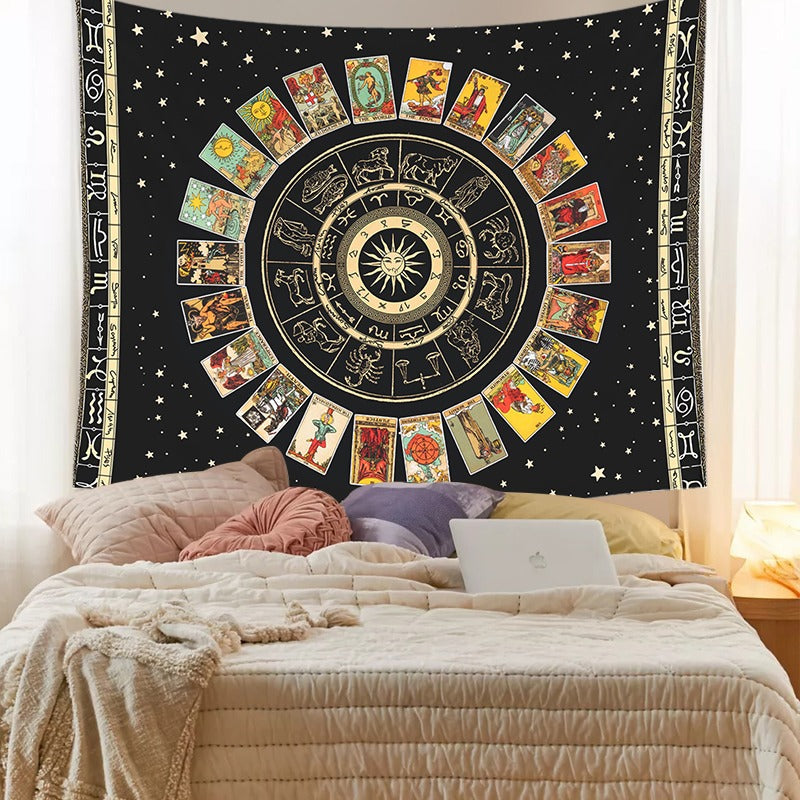 Black Tarot Cards Mandala Tapestry AESTHETIC_Witchcore SUB CATEGORY_Tapestries