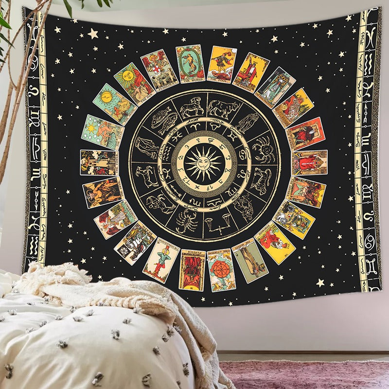 Black Tarot Cards Mandala Tapestry AESTHETIC_Witchcore SUB CATEGORY_Tapestries