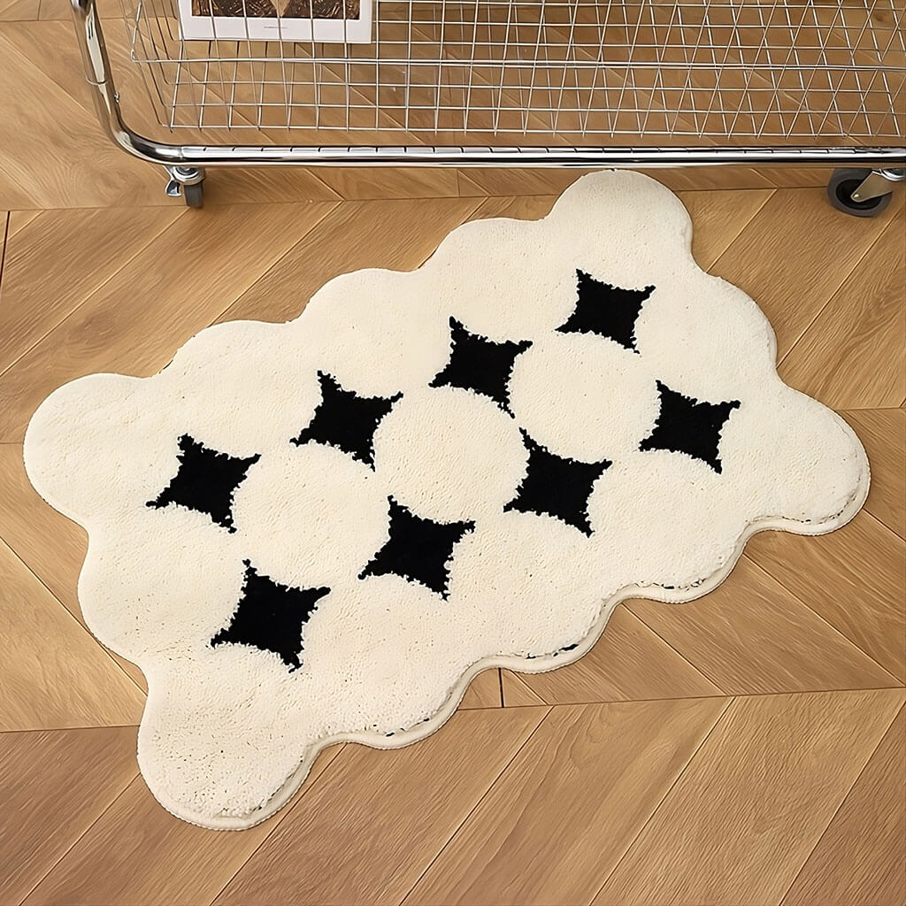 Black & White Circles Tufted Rug