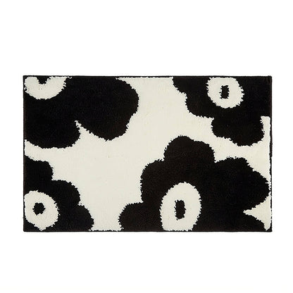 Black & White Flowers Tufted Rug