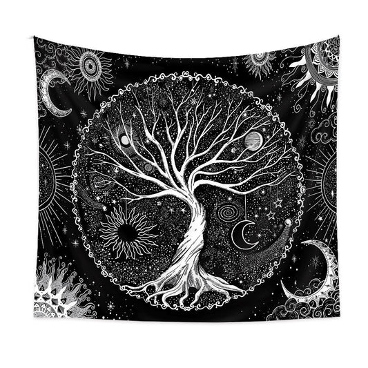 Black & White Life Tree Tapestry AESTHETIC_Fairycore SUB CATEGORY_Tapestries