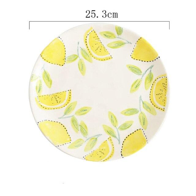 Lemon Print Ceramic Bowls Plate