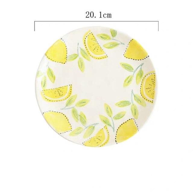 Lemon Print Ceramic Bowls Plate