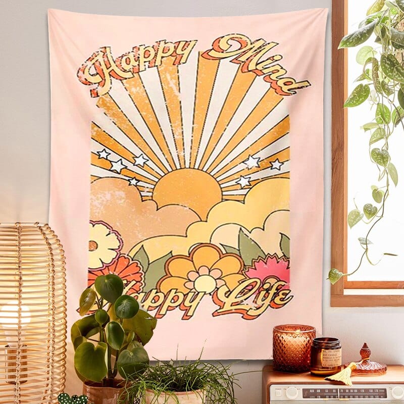 Happy Mind Happy Life Tapestry