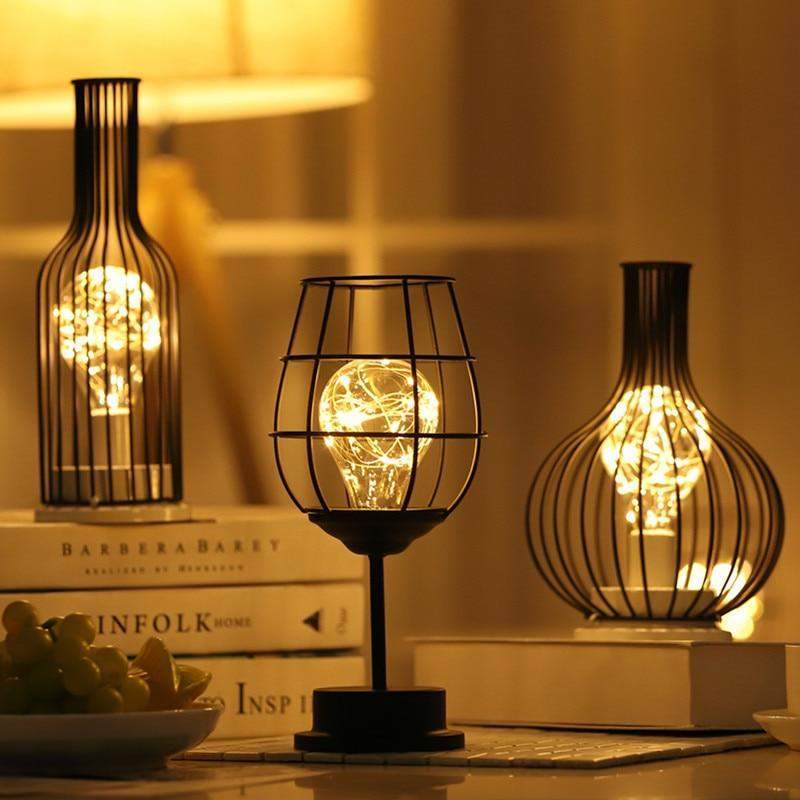 Hollow Out Wine Decanter Shaped LED Lamp