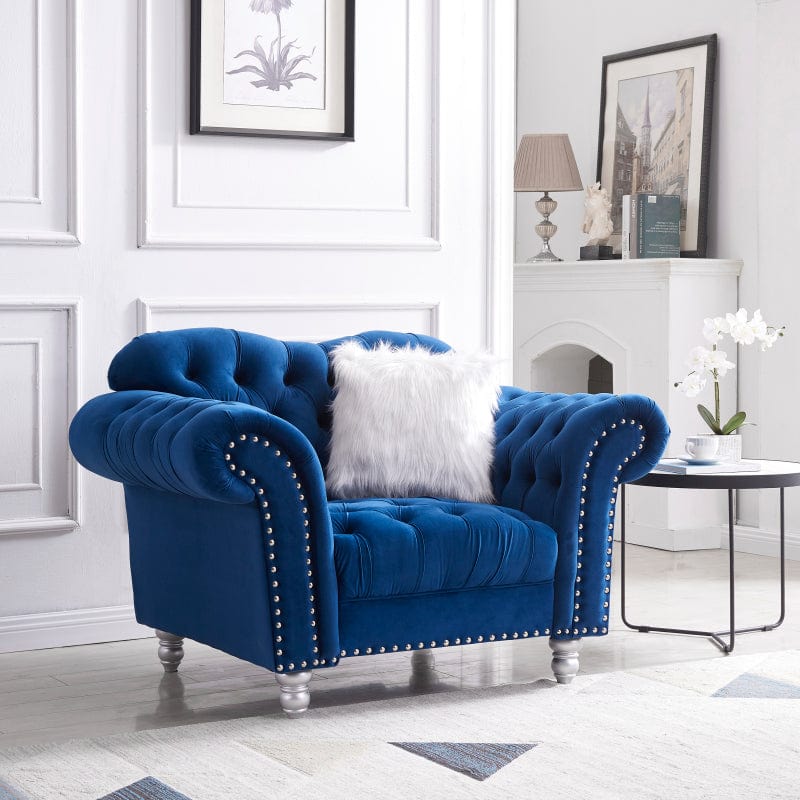 Royal Blue 3-Piece Sofa Set