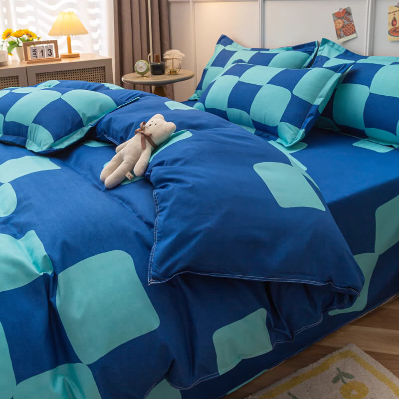 Blue Checker Bedding Set SUB CATEGORY_Bedding Sets