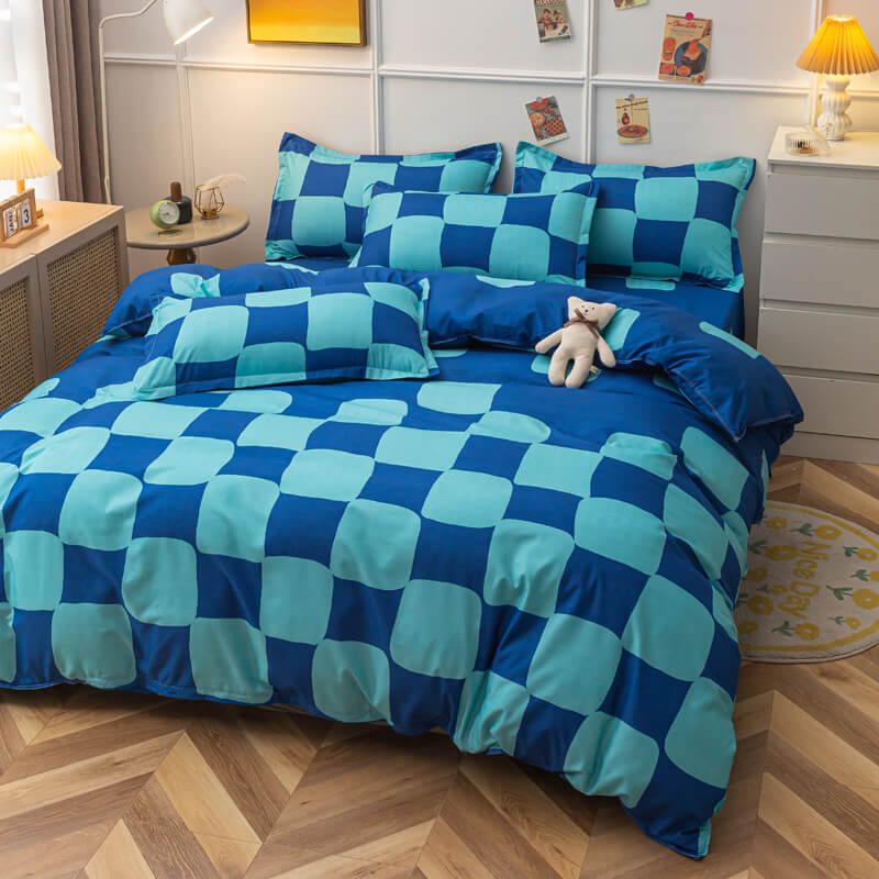 Blue Checker Bedding Set SUB CATEGORY_Bedding Sets