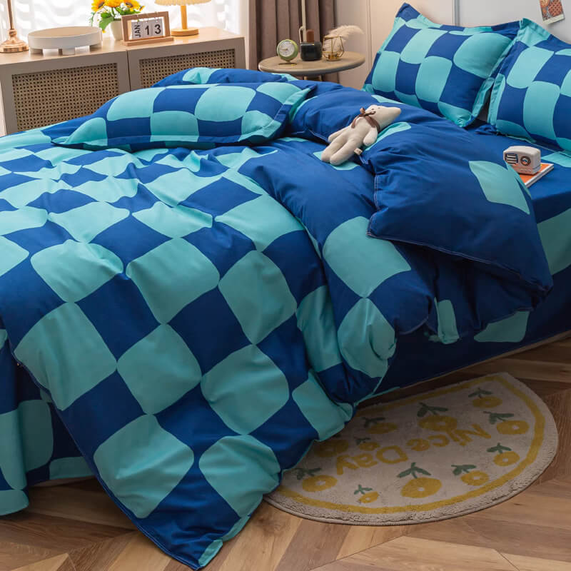 Blue Checker Bedding Set SUB CATEGORY_Bedding Sets