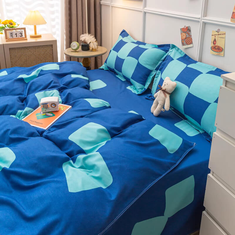 Blue Checker Bedding Set SUB CATEGORY_Bedding Sets