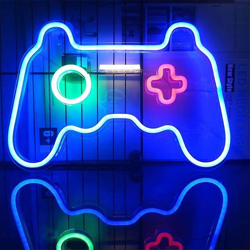 Blue Game Controller Neon Sign