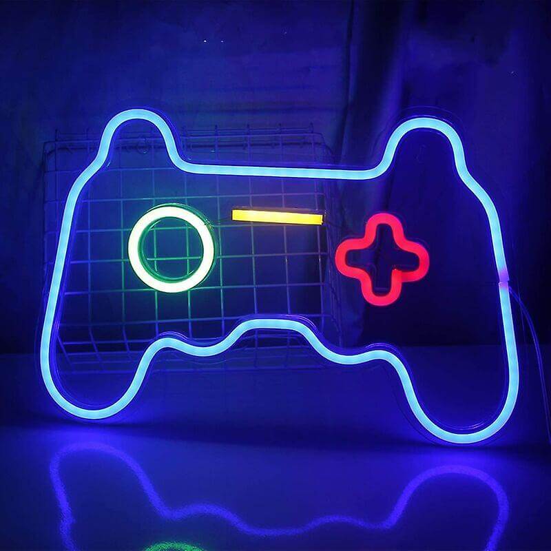 Blue Game Controller Neon Sign