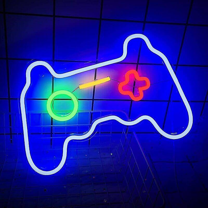 Blue Game Controller Neon Sign