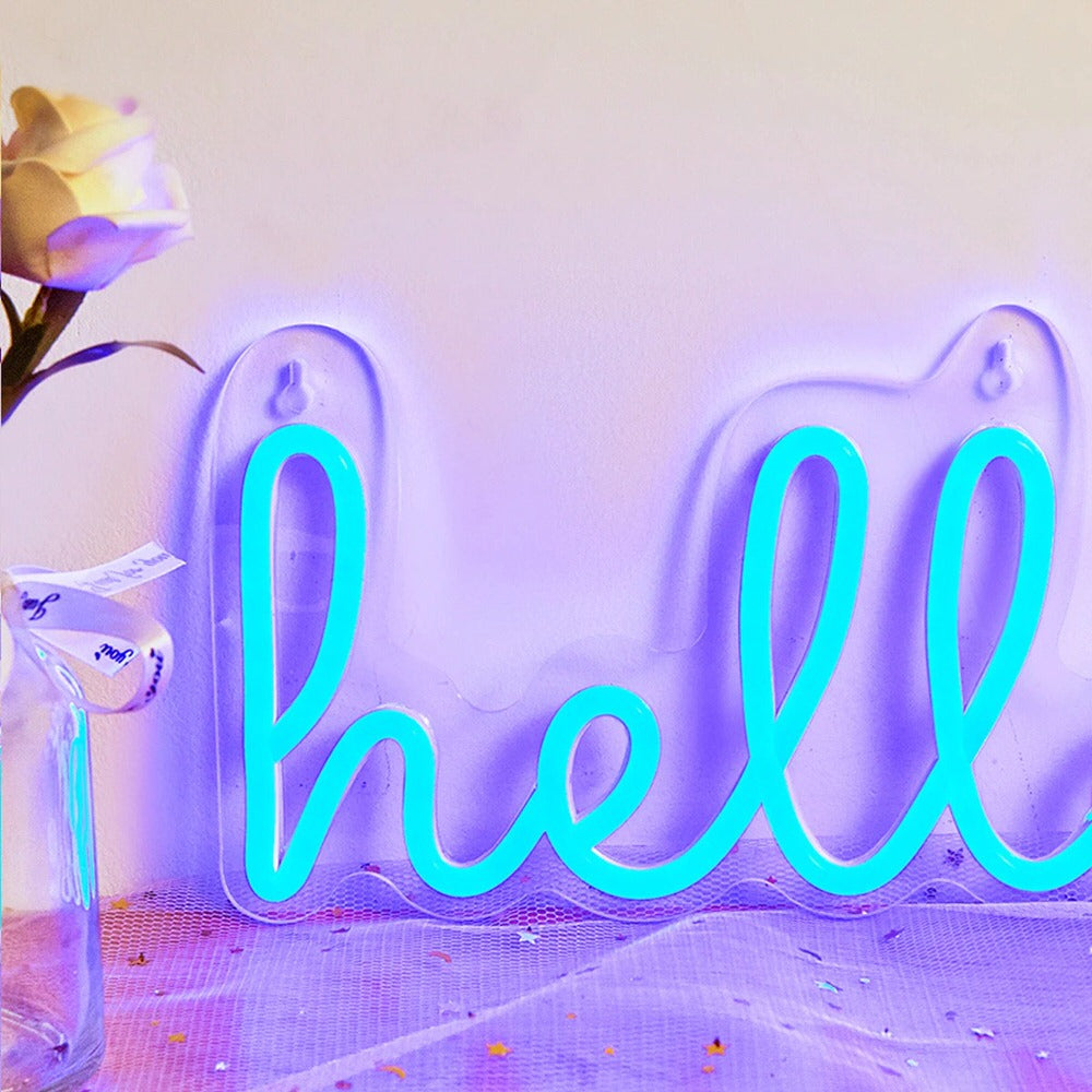 Blue Hello LED Neon Sign