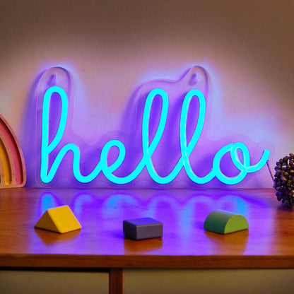 Blue Hello LED Neon Sign