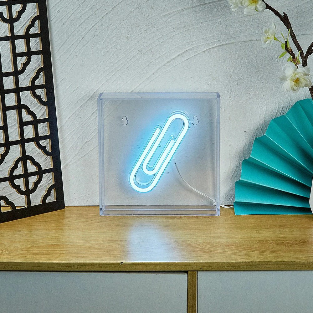 Paper Clip LED Box Neon Sign