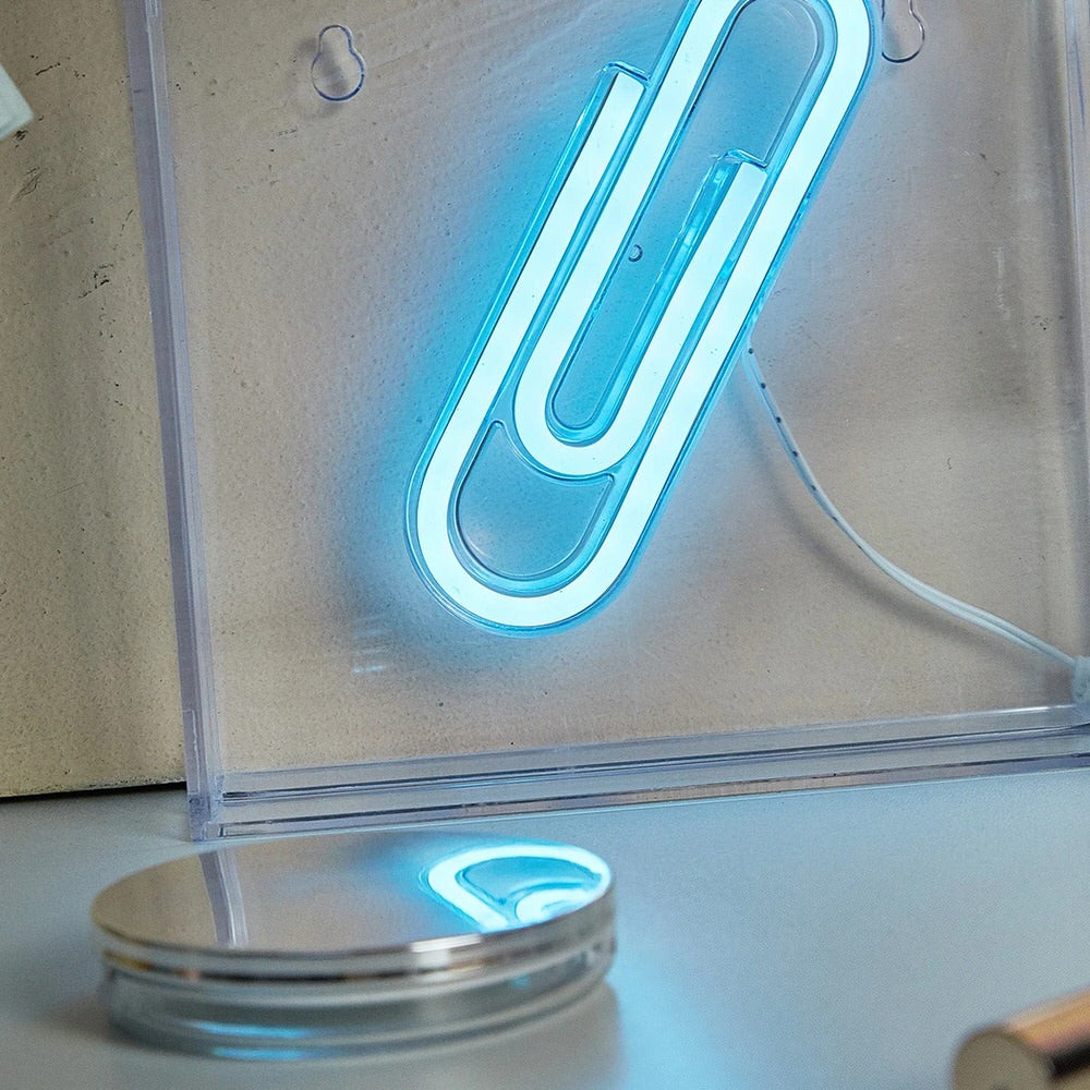 Paper Clip LED Box Neon Sign