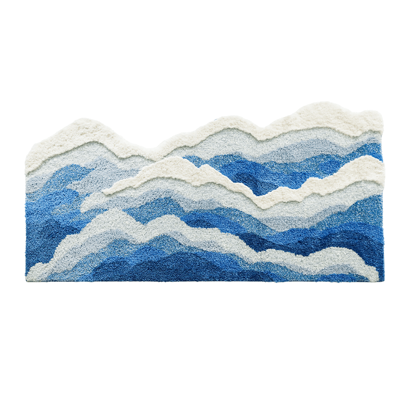 Blue Sea Waves Bedside Accent Rug