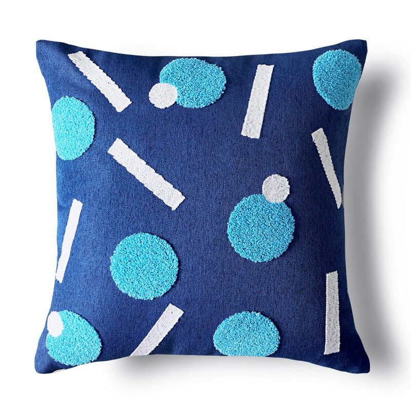 Preppy Blue Tufted Cushion Cover embroidered SUB CATEGORY_Cushion Covers