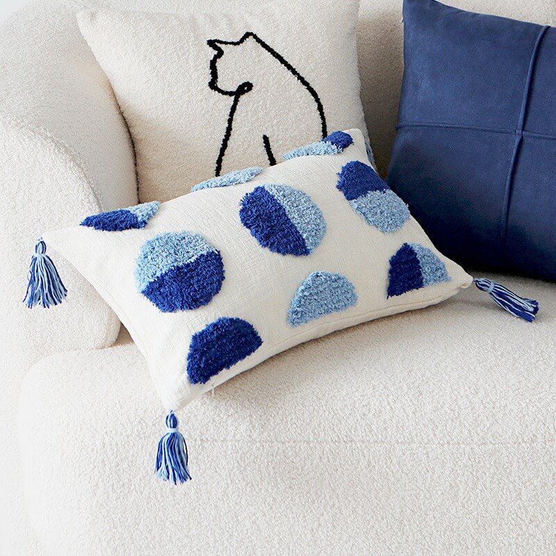 Preppy Blue Tufted Cushion Cover embroidered SUB CATEGORY_Cushion Covers