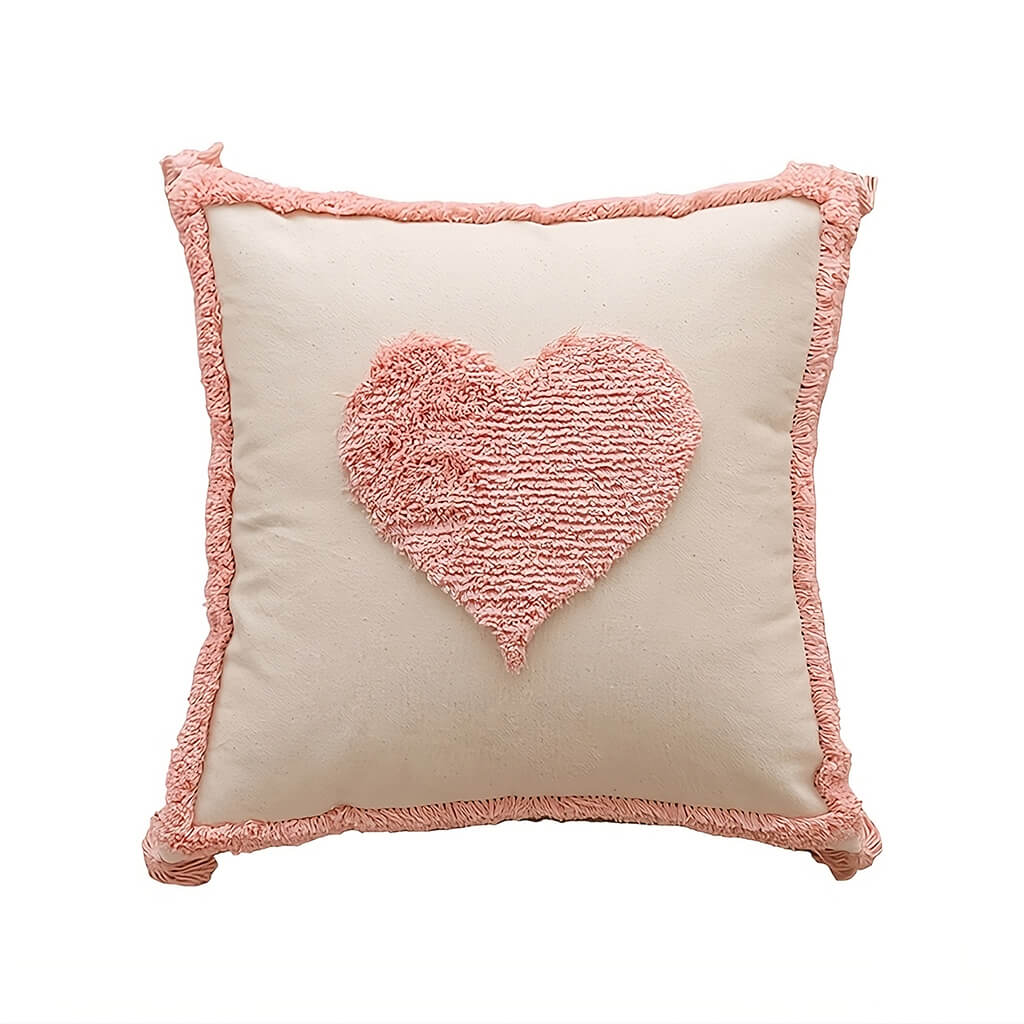 Housse de coussin touffetée en forme de cœur Blush