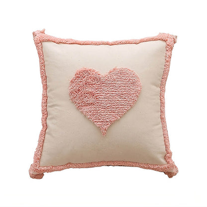 Housse de coussin touffetée en forme de cœur Blush