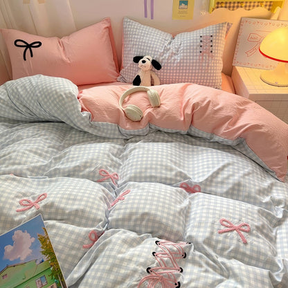 Blush Ribbon Embroidered Bedding Set