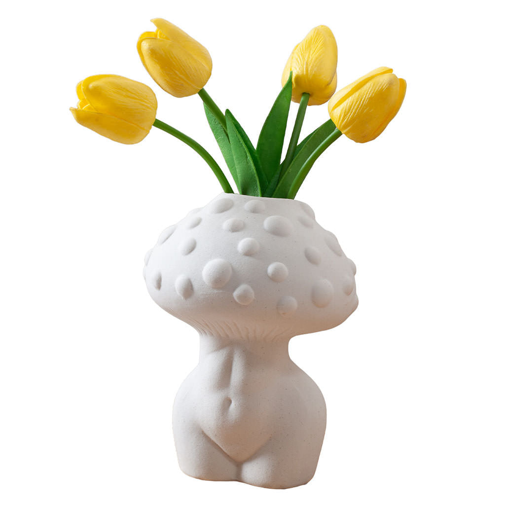 Vase en céramique blanche en forme de champignon