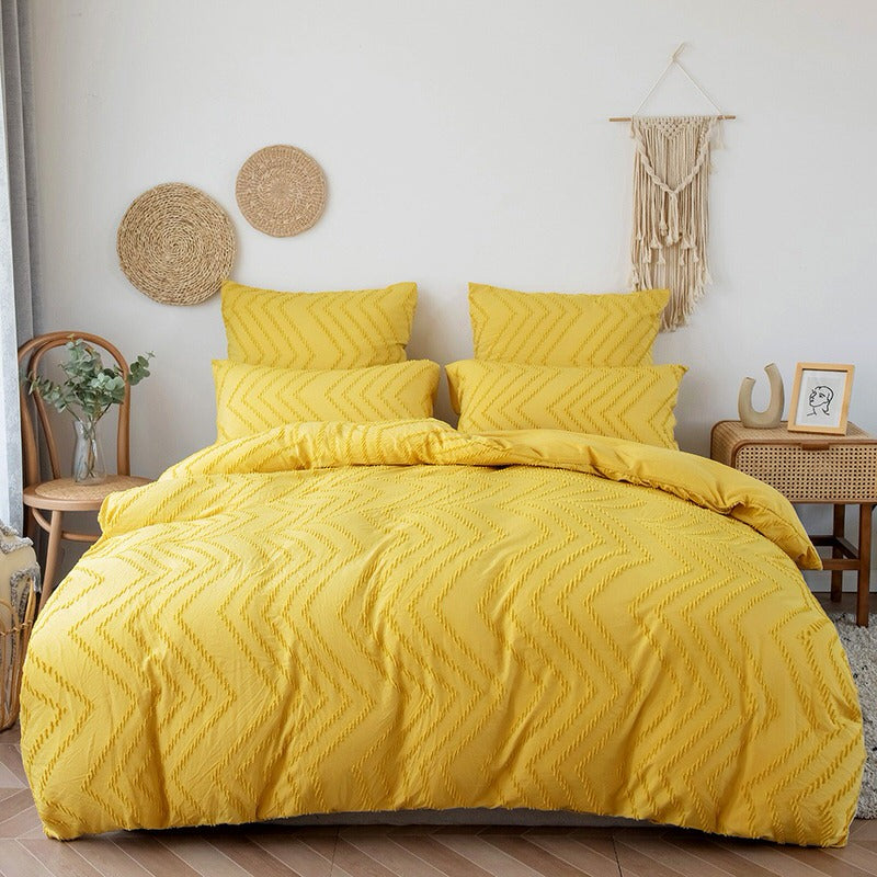 Zig Zag Fringe Duvet Cover Set AESTHETIC_Boho bed sheet bedsheets fringe macrame SUB CATEGORY_Bedding Sets