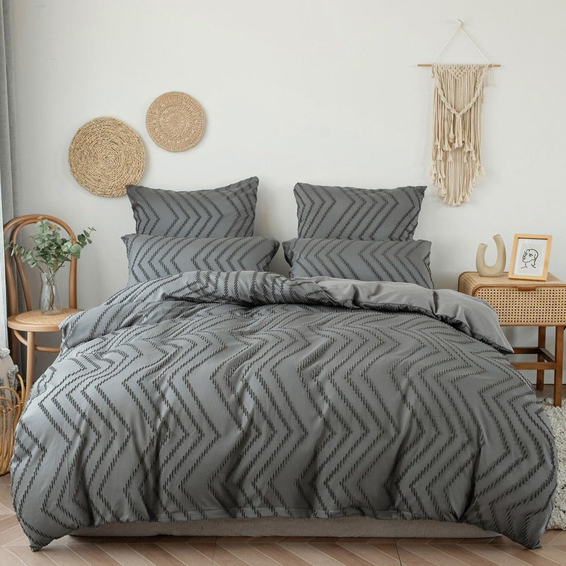 Zig Zag Fringe Duvet Cover Set AESTHETIC_Boho bed sheet bedsheets fringe macrame SUB CATEGORY_Bedding Sets