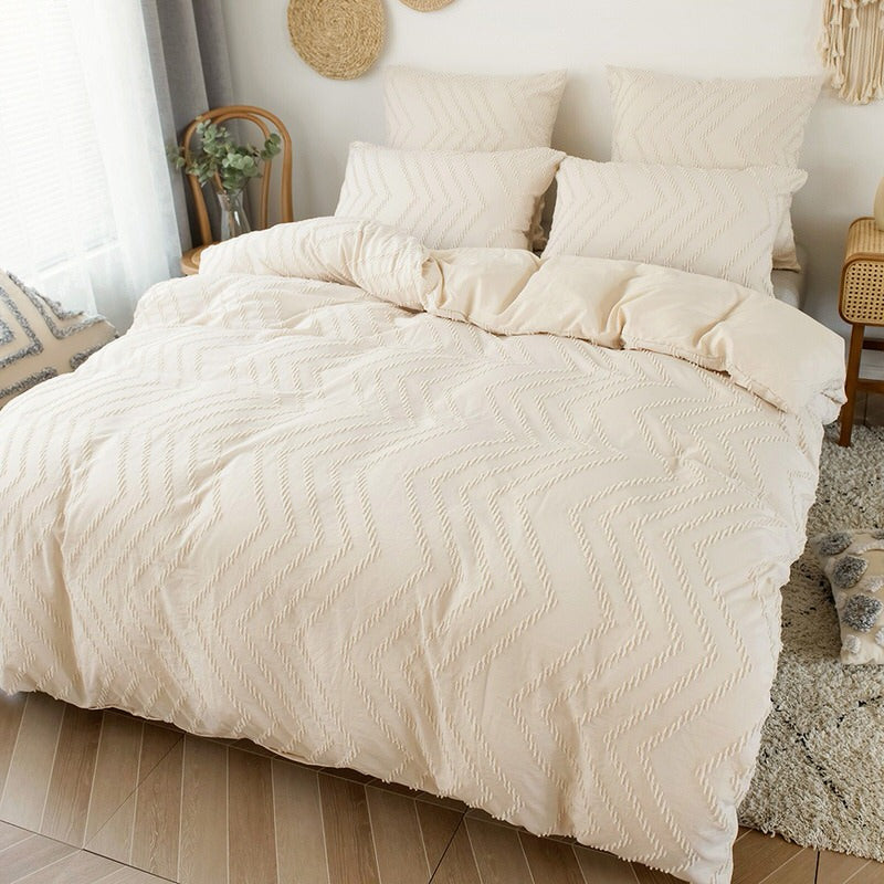 Zig Zag Fringe Duvet Cover Set AESTHETIC_Boho bed sheet bedsheets fringe macrame SUB CATEGORY_Bedding Sets