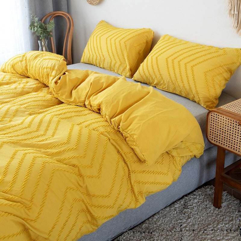 Zig Zag Fringe Duvet Cover Set AESTHETIC_Boho bed sheet bedsheets fringe macrame SUB CATEGORY_Bedding Sets