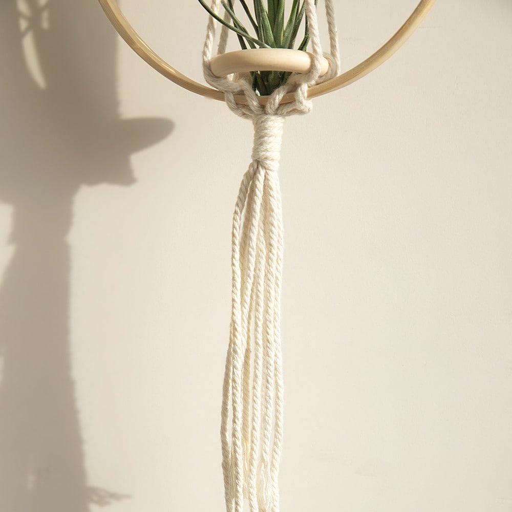 Macrame Wooden Circle Plant Hanger AESTHETIC_Boho macrame hanging SUB CATEGORY_Wall Decor