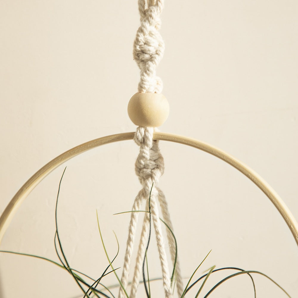 Macrame Wooden Circle Plant Hanger AESTHETIC_Boho macrame hanging SUB CATEGORY_Wall Decor