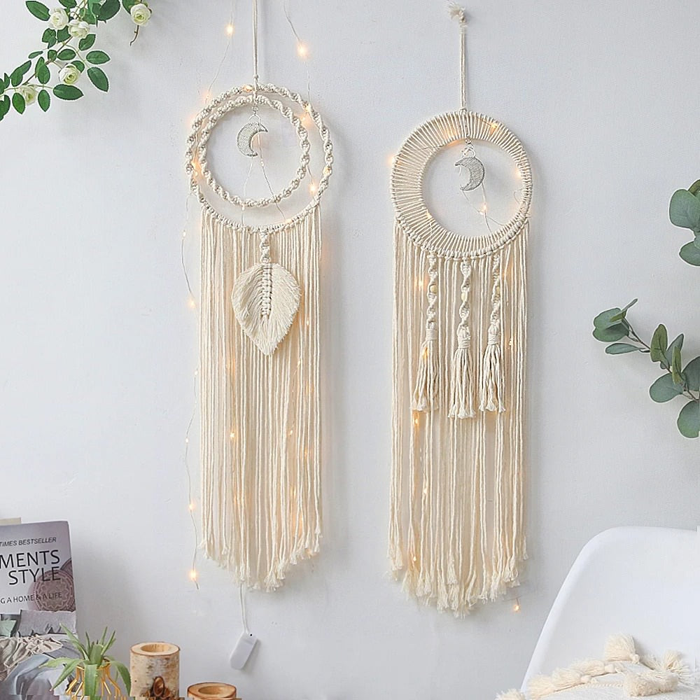 Tenture murale en macramé Boho Moon