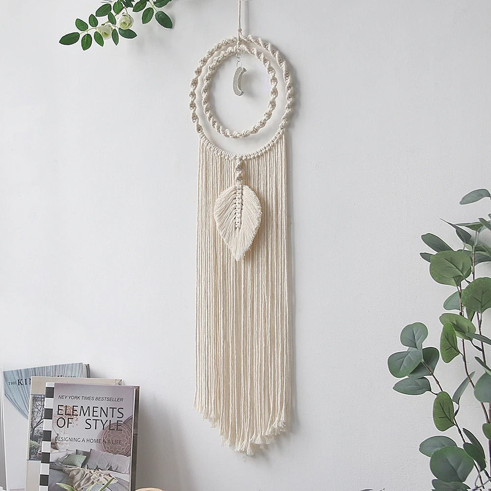 Tenture murale en macramé Boho Moon