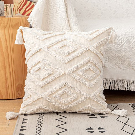 Boho Aesthetic Tufted Cushion Cover boho tassel