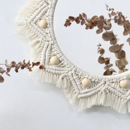 Macrame Wall Hanging Round Mirror AESTHETIC_Boho SUB CATEGORY_Mirrors SUB CATEGORY_Wall Decor