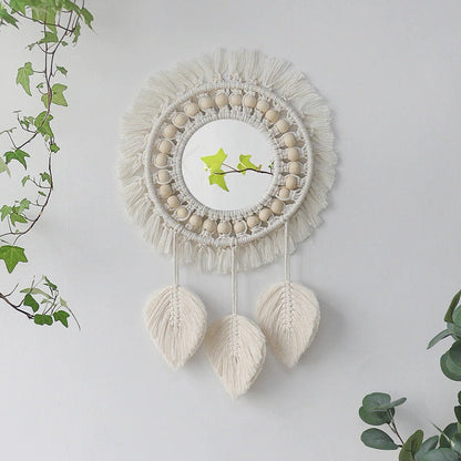 Macrame Wall Hanging Round Mirror AESTHETIC_Boho SUB CATEGORY_Mirrors SUB CATEGORY_Wall Decor