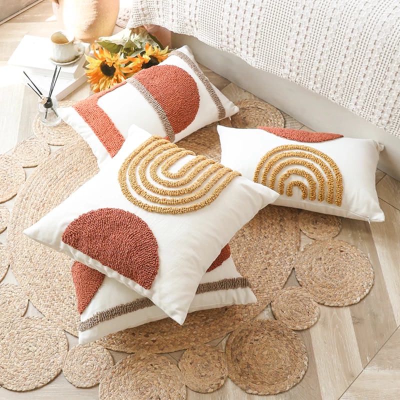 Boho Tufted Arcs Cushion Cover boho tassel