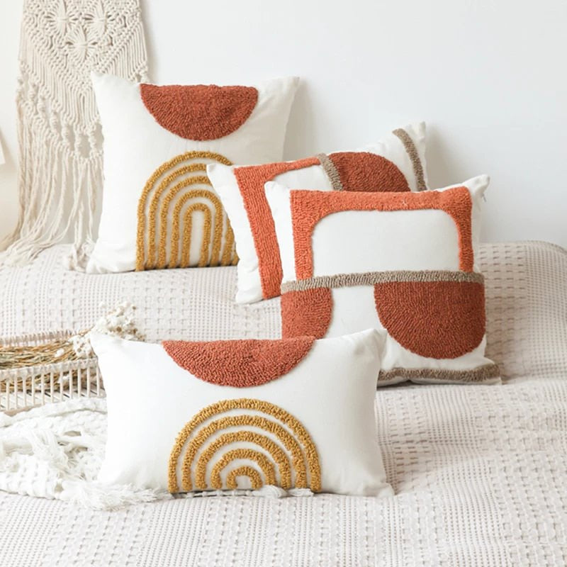 Boho Tufted Arcs Cushion Cover boho tassel