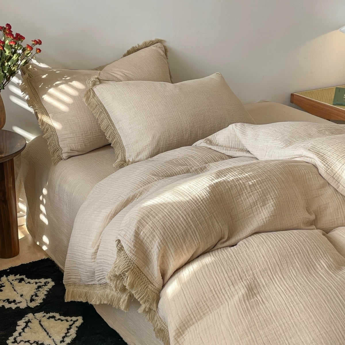 Boho Fringe Edge Bedding Set