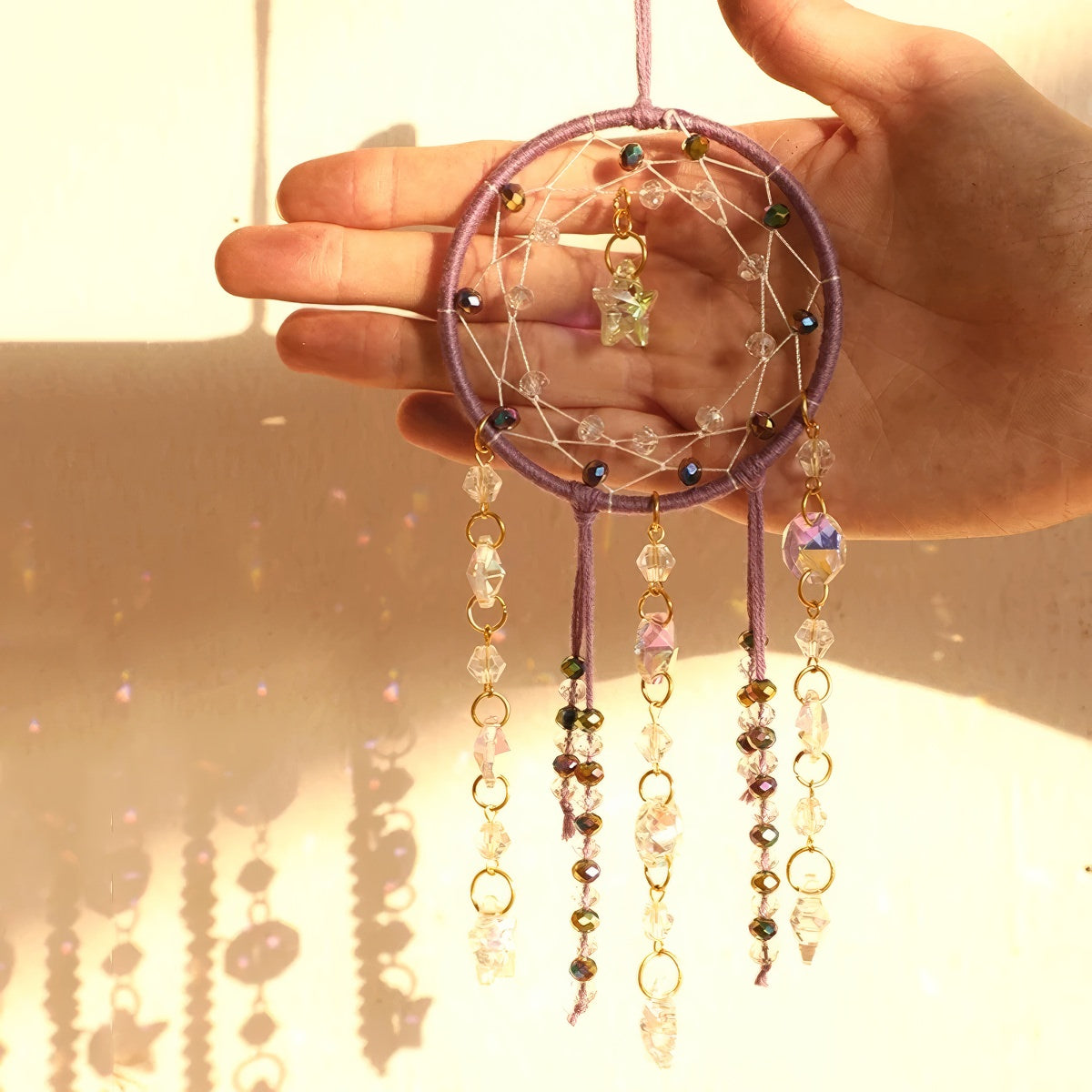 Boho Star Round Macrame Suncatcher