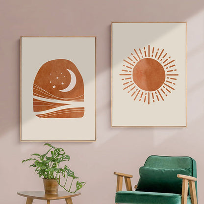 Boho Sun & Moon Canvas Posters SUB CATEGORY_Posters