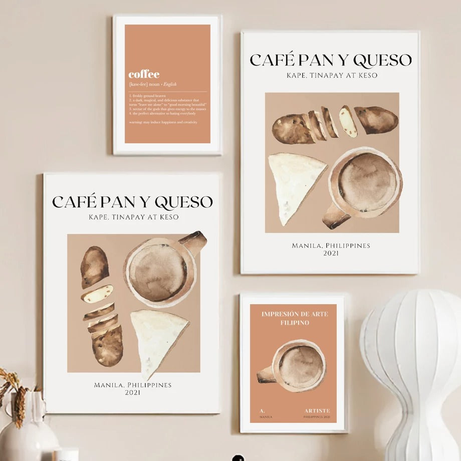 Bread and Coffee Canvas Posters AESTHETIC_Boho boho floral french pale pastel sage SUB CATEGORY_Posters